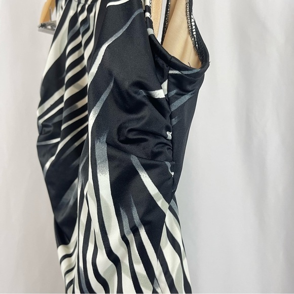 Carol Wior Vintage Size 10 Ruched Side Open Back Swimsuit Abstract High Side 80s - Picture 3 of 6